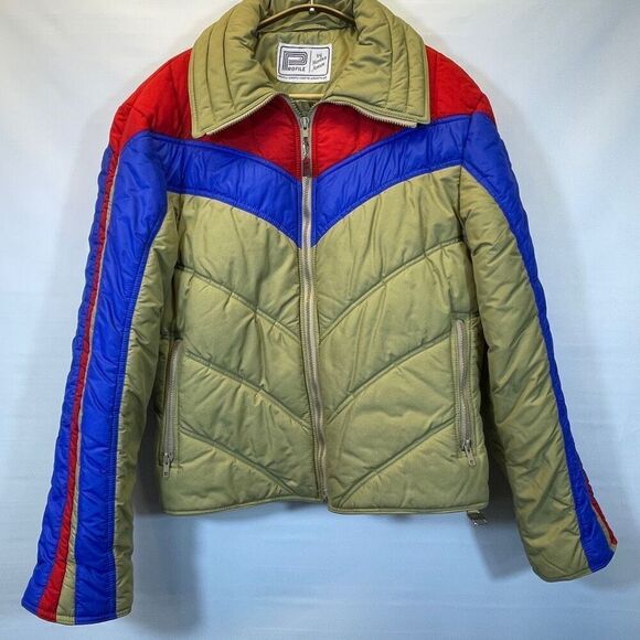 Profile Green Blue Red Down Puffer Snow Winter Coat Jacket Size Medium - Picture 1 of 11